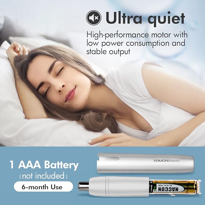 TOUCHBeauty Electric Nose Hair Trimmer for Women, Painless & Portable, Hypoallergenic Round Tip, Portable Trimmer with AAA Battery Powered, Easy Clean Travel-Friendly Groomer, Ideal Christmas Day