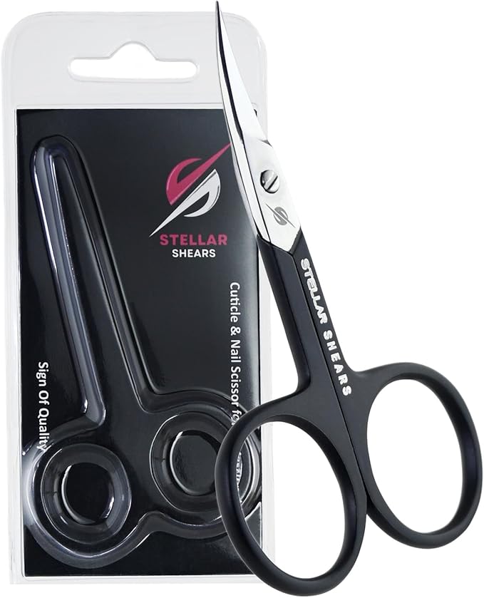 Precision Cuticle Scissors – Extra Sharp Curved Stainless Steel Blades for Nail, Eyebrow & Dry Skin Trimming – Professional Manicure & Pedicure Scissors for Women & Men (Black)