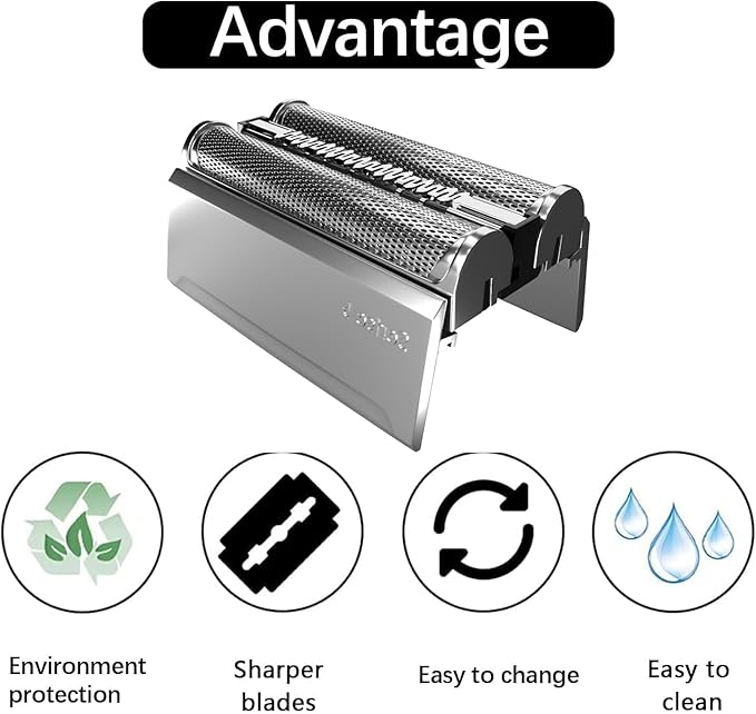 2Pack 52S Replacement Head Compatible With Braun Series 5, 52S Wet and Dry Replacement Foil and Cutter for Braun Electric Shaver S5 5020s 5030s 5040s 5050cc 5070cc 5090cc
