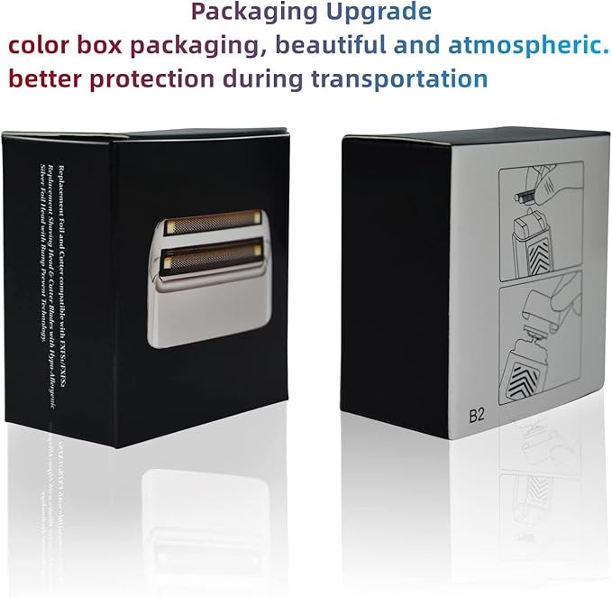 Professional Replacement Foil and Cutters for BaBylissPRO Barberology Double Foil Shaver, Compatible with BaBylissPRO Barberology FXFS2 Shaver (2 gold)