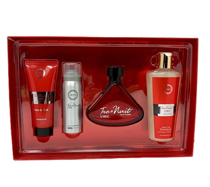Armaf Tres Nuit Lyric For Men 4-Piece Set, (3.4 Oz Eau De Parfum Spray+ 8.45 Oz Shampoo + 3.4 Oz Shower Gel + 1.7 Oz Body Spray)
