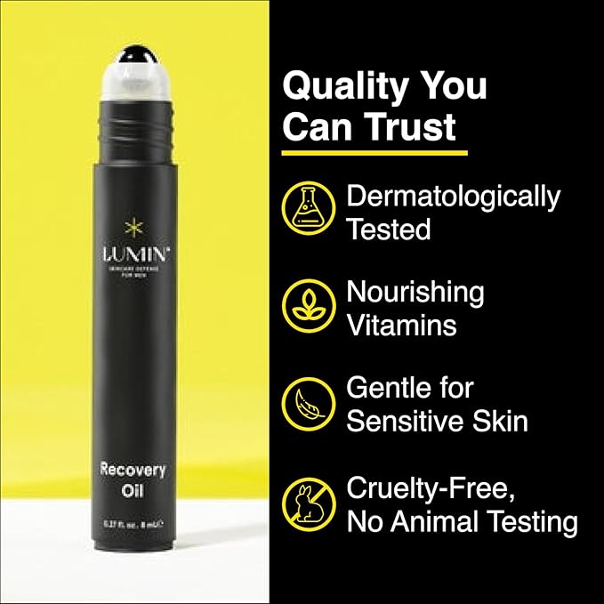 Lumin Recovery Oil for Men – Hydrating Face Oil Stick with Squalane & Argan Oil, Nourishing Moisture for Dry or Tired-Looking Skin, Travel-Friendly, 8ml