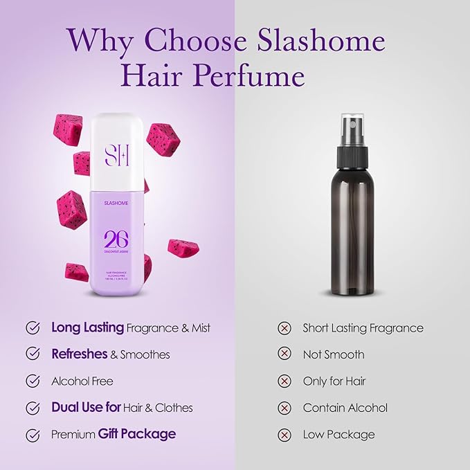 Hair Perfume for Women & Men, Alcohol-Free Dragonfruit Jasmine Hair & Body Mist, Lightweight Long-Lasting Fragrance Mist for Hair, Body & Fabric, Birthday & Valentine’s Day Gift, 100ml / 3.38 fl oz