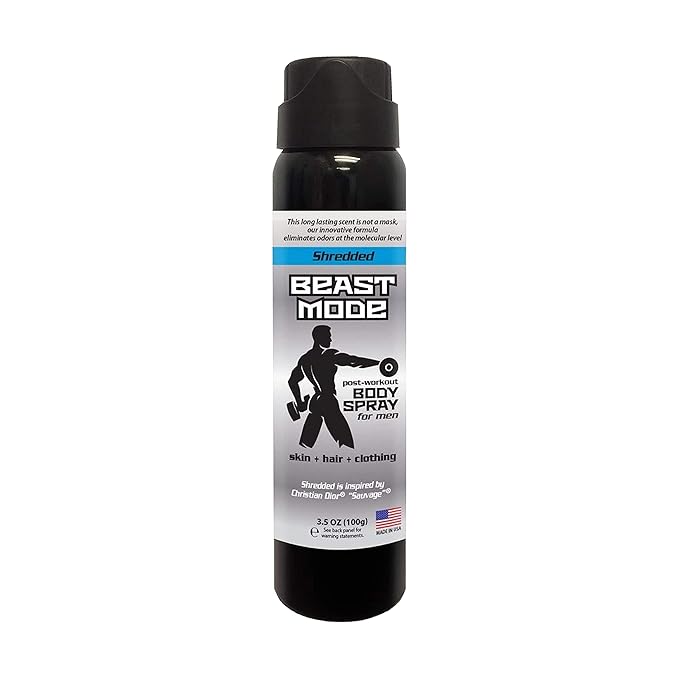 Beast Mode - Men’s Post Workout Body Spray - Breaks Down Most Foul Odors at The Molecular Level on Skin, Hair and clothing - 3.5 oz Spray (Shredded, 1 Pack)