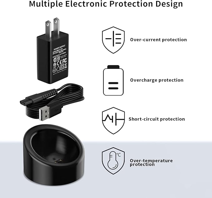 Replacement Charger for MANSCAPED 3.0 Compatible with MANSCAPED The Lawn Mower 3.0/2.0 Weed Whacker Electric Groin Hair Trimmer & Ear Hair Trimmer Charging Dock Base Station with Adapter Power Cord