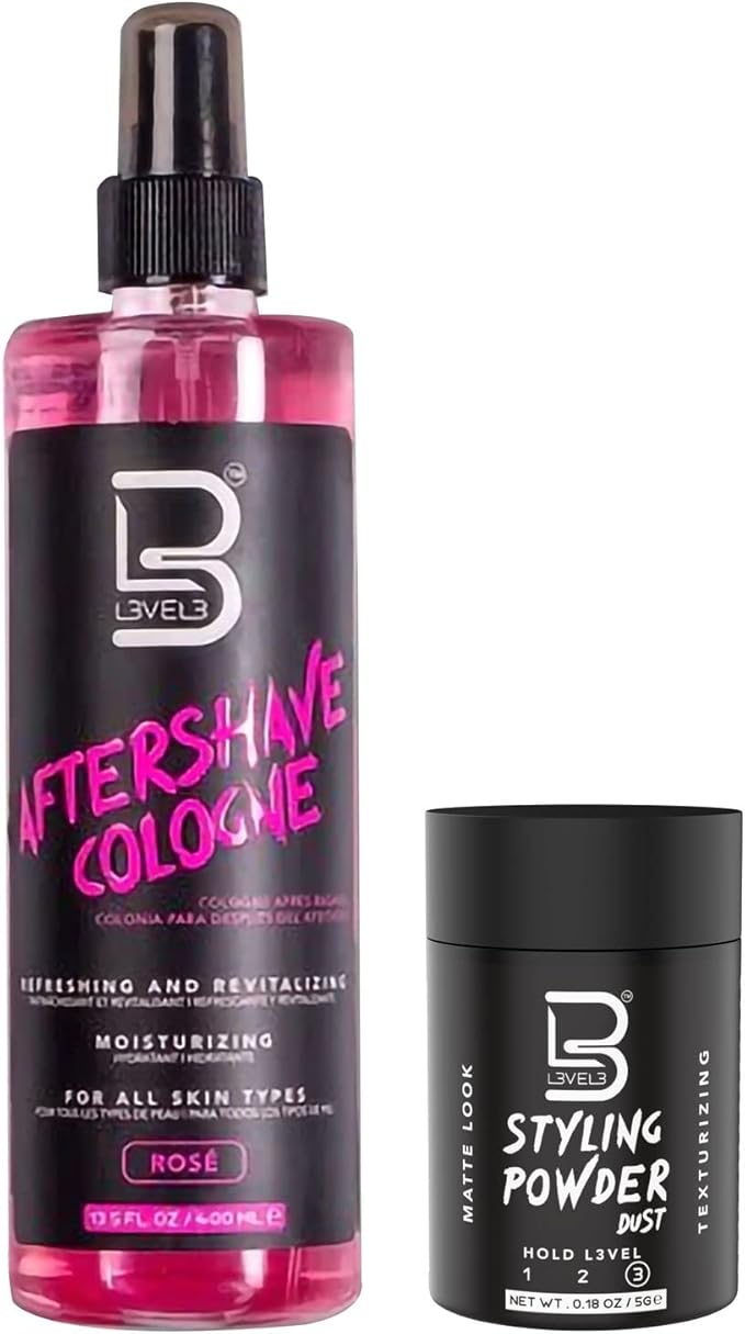 L3 Level 3 After Shave Spray Cologne - Softens Skin - Refreshes and Relieves Face and Skin - Styling Powder Included (Rose)