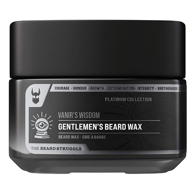 Gentlemen's Beard & Mustache Wax for Men by Beard Struggle - Viking Beard Wax Helps to Tame Style & Groom - Platinum Collection - Vanir's Wisdom - Moustache Wax, 50g / 1.76 US. oz.