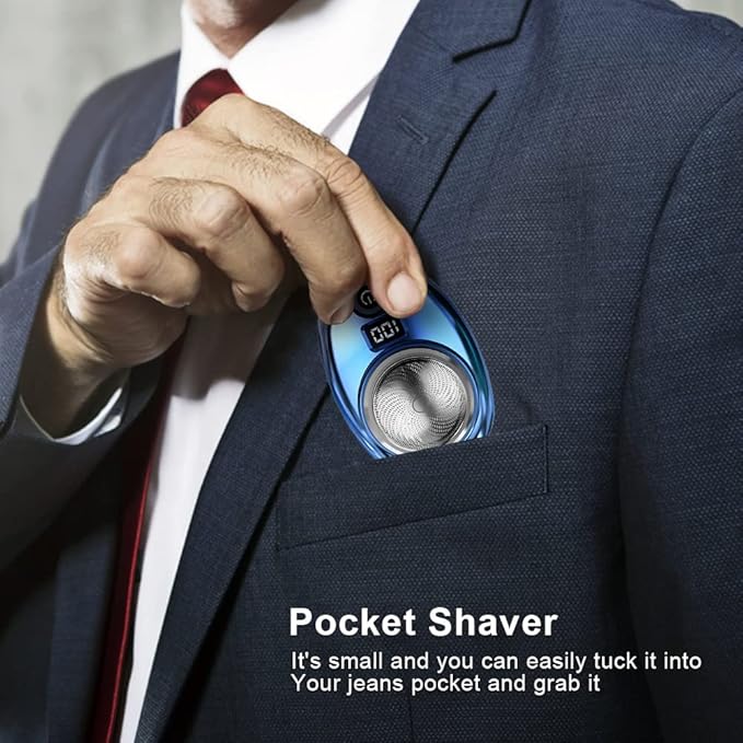 New Upgrade Mini Electric Razor, Electric Shaver, Pocket Size Portable USB Rechargeable Waterproof Shavers Easy One-Button Use Suitable for Men