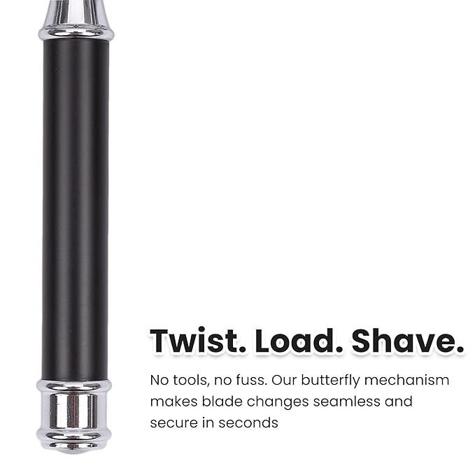 Mens Safety Razor, Black Matte Finish Heavy Weight DE Safety Razor for Wet Shaving, includes 10 Keropy Blades - Vintage Classic Design, Non-Slip Handle - Ideal Gift for Men, Father's Day, Birthday