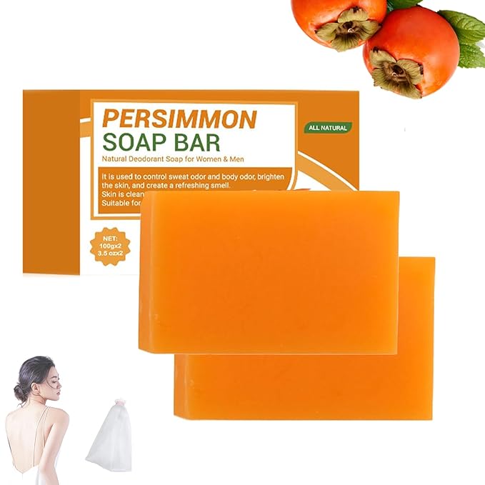 Persimmon Soap, Japanese Persimmon Soap for Body Odor,Natural Deodorant,Gentle Cleansing, For Women & Men (1, 2pcs)
