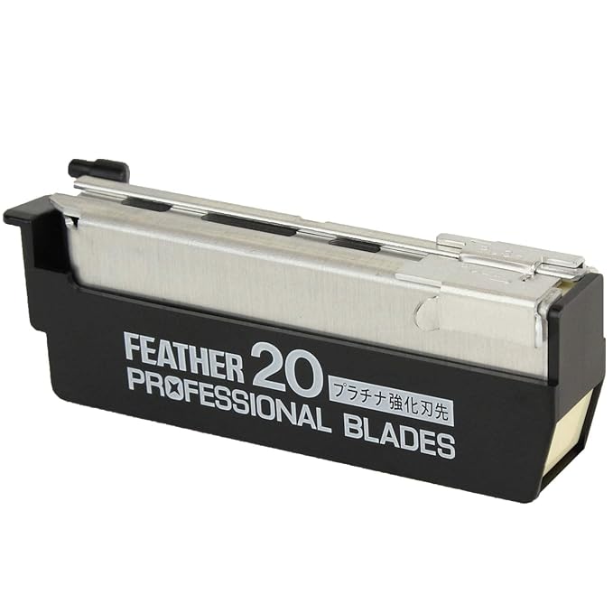 Feather Artist Club Professional Single Edge Razor Blades - Fits Any Artist Club Straight Razor - Platinum-Coated for Sharpness & Precision - Barber Supplies for Shaving & Outlining (20 Count)