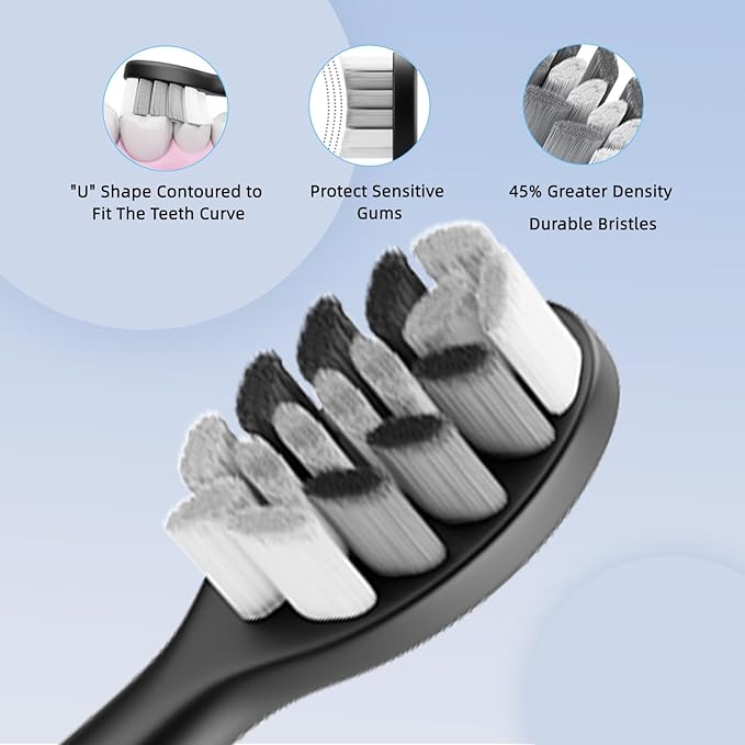 Electric Toothbrush Set, Equipped with 10 Brush Heads and Travel case, IPX8 Waterproof, 2-Minute Timer, 42000 high-Frequency Vibrations, 5 Modes, The First Choice for Gift Giving