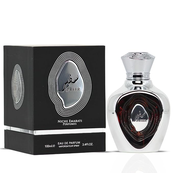 Lattafa Niche Emarati Safeer Eau de Parfum for Men - 100ml (3.4 oz) | Woody Spicy Cologne with Bergamot & Juniper Berry | Elegant, Timeless Masculine Scent | Long-Lasting Arabian Luxury Perfume