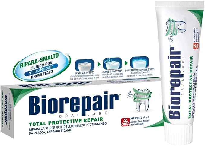 Biorepair:"Total Protective Repair" Toothpaste with microRepair * 2.5 Fluid Ounce (75ml) Tube * [ Italian Import ]