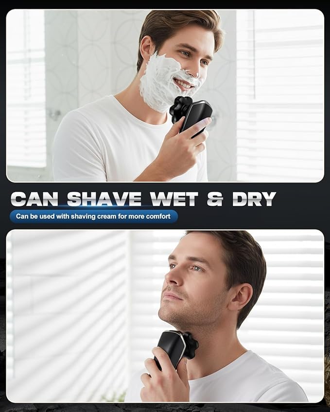 Head Shavers for Bald Men, Electric Detachable Head Shaver for Male, Waterproof Wet Dry Body Bald Head Shaver, Rechargable Rotary Shavers/Razor for Husband Father (Matte)