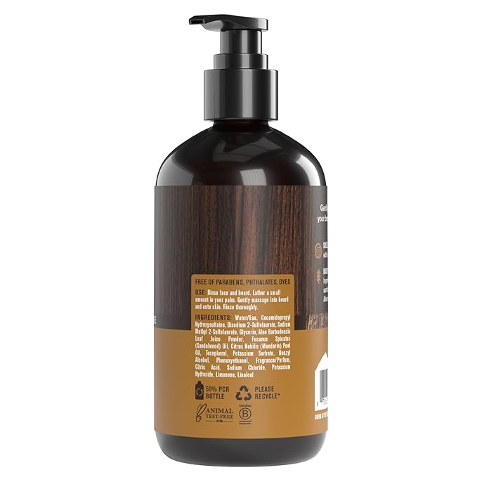 Every Man Jack Sandalwood Beard Wash - Cleanse, Soften, and Hydrate for a Healthier Beard - Made w/Naturally Derived Ingredients like Aloe Vera and Coconut - 6.7 oz - 2 Pack