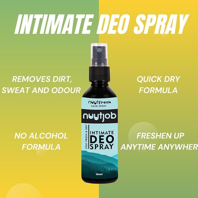 NuutFresh Intimate Deo Spray for Men 3.38 fl oz | Sack Deo Spray | Tea Tree, Witch Hazel & Green Tea Extract | Alcohol Free | Controls Sweat & Odour | For Men-Boys