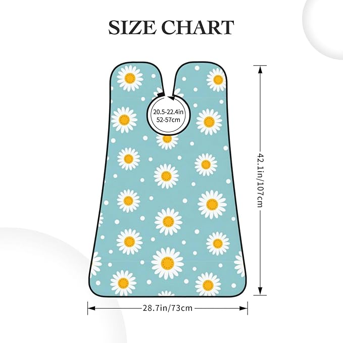 Professional Beard Bib, Non-Stick Hair Catcher Apron Waterproof, Shaving Grooming Essential for Men Dad, Light Blue Floral Daisy Flower Dots Shave Bib