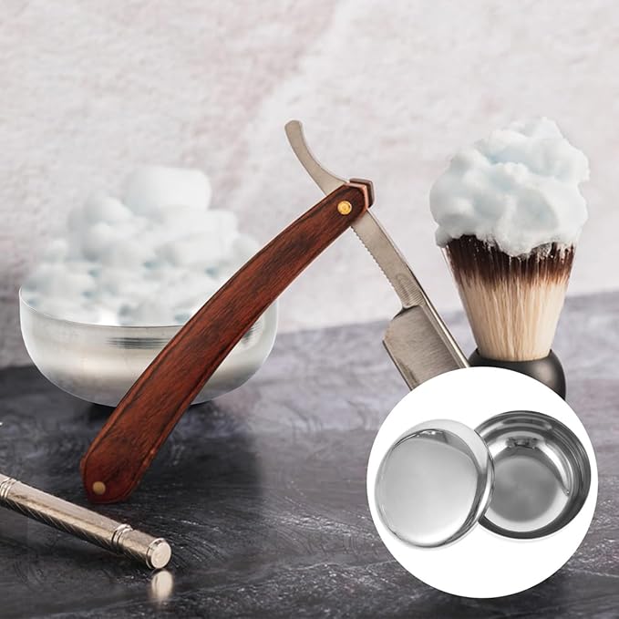 Men's Shaving Soap Bowl - Stainless Steel Shave Cup with Lid Durable Soap Puck after Shave for Lathering Cream and Traditional Wet Shaving Mug- 3.93x1.96in