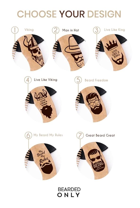 Beard Comb Personalized Gifts Anniversary Gift Wooden Brush Custom Comb Groomsmen Gift Hair Brush Pocket Brush Birthday Gift for Boyfriend (Man in Hat)