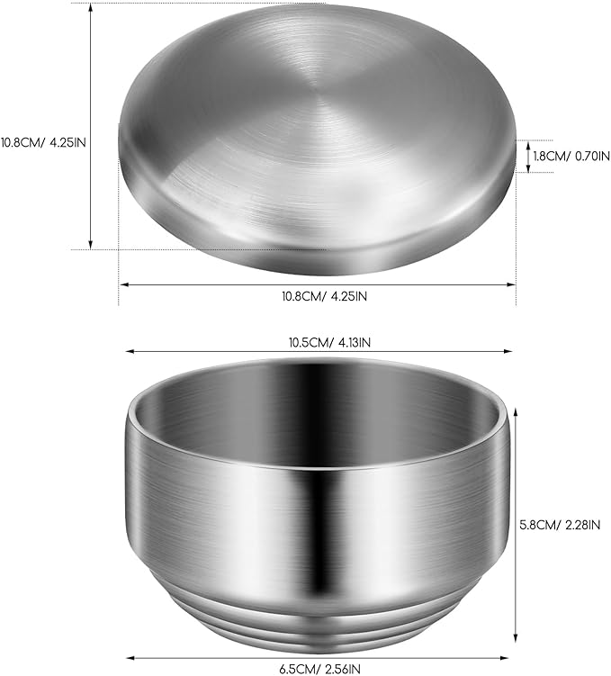 NOLITOY Men’s Stainless Steel Shaving Soap Bowl with Lid, Small Double-layer Shave Cup for Bathroom, Sturdy Metal Mixing Bowl for Shaving Cream and Razor Cleaning, Household Grooming Tool