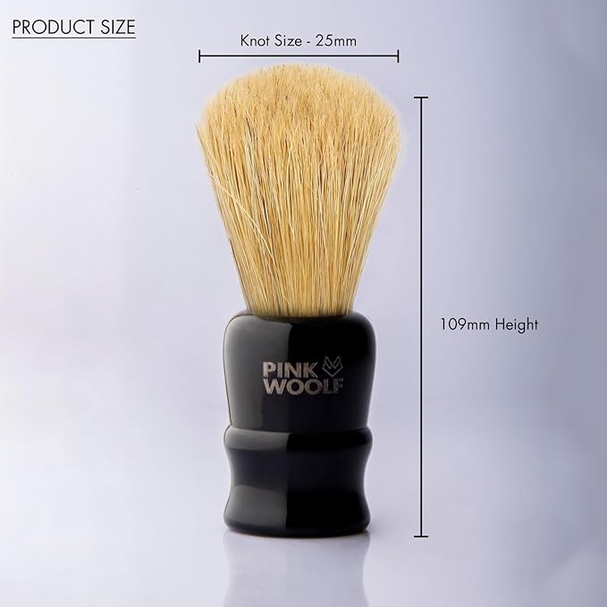 Boar Shaving Brush– 25mm Knot, Premium Boar Bristles & Gloss Black Resin Handle, Traditional Wet Shave Brush for Face Exfoliation, Luxury Lather, Gift Ready