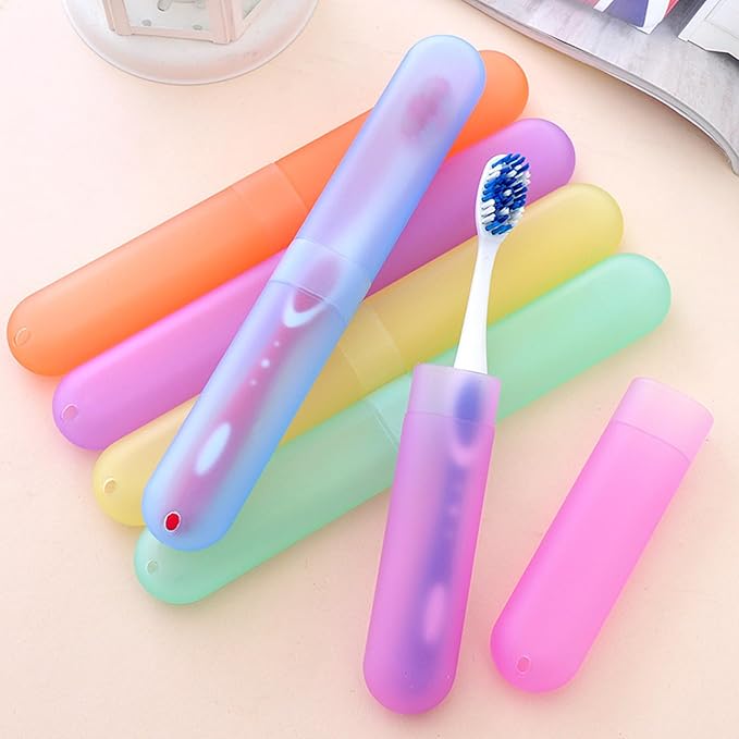 60 Pack Plastic Toothbrush Holders Portable Toothbrush Case Travel Toothbrush Cases Holder Toothbrush Case Holders for Indoor Outdoor Travel Trip Home Camping School (6 Color)