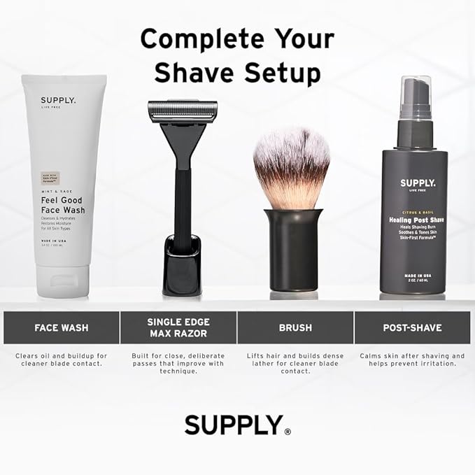 Supply 2-Pack Sandalwood & Cedar Healing Post Shave Face Spray for Men with Shea Butter & Aloe Vera – Moisturizing Alcohol Free Aftershave Lotion to Soothe Irritation for All Skin Types – 2 oz. Each