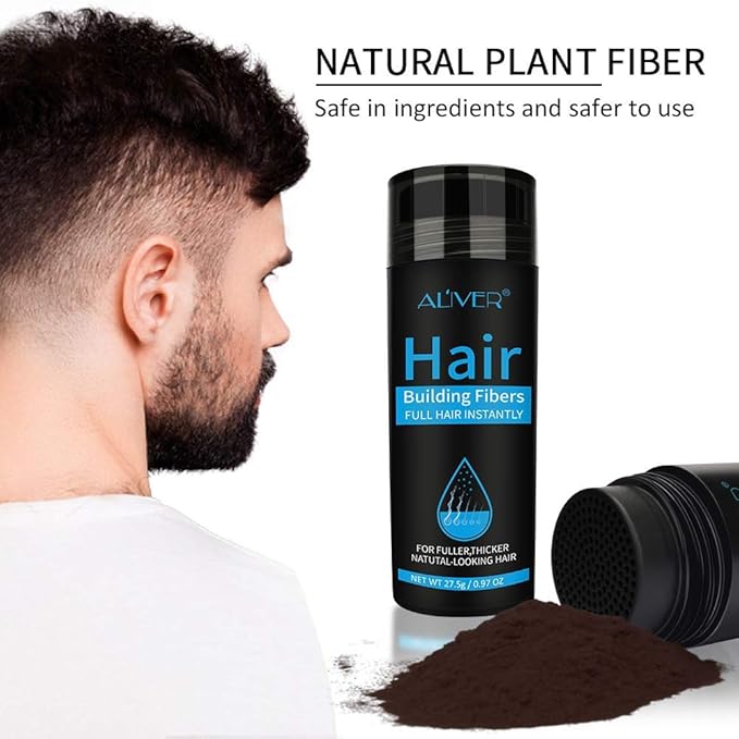 Aliver Hair Fibers for Thinning Hair - Dark Brown - Undetectable Natural Formula - Thicker Fuller Hair in 15 Seconds - Conceals Hair Loss & Look Younger - Designed for Men & Women,0.97Oz