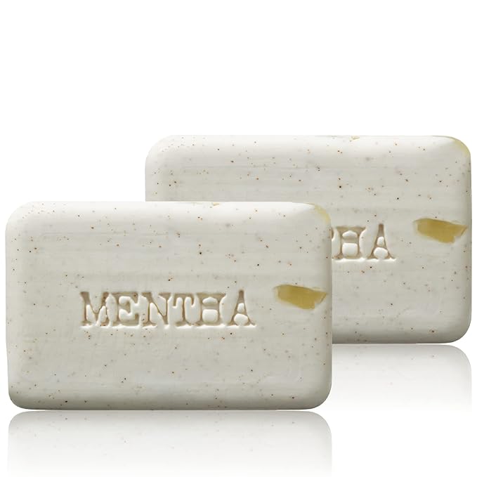 C.O. Bigelow Mentha Exfoliating Bar Soap, No. 1413, 7 oz, Exfoliating Body Scrub Soap with Peppermint Oil & Walnut Powder to Gently Cleanse and Smooth Dry, Rough Skin, Pack of 2