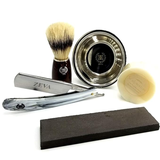 Vintage Straight Razor Cut Throat Bowl Mug Brush and Soap Barbershop Set Shave Ready Wet Stone bowl Soap Men Set Professional Home Use