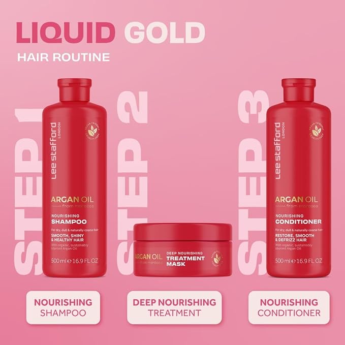 Lee Stafford Moisturizing Shampoo | Argan Oil Collection - Best for Dy, Dull Hair to Repair & Hydrate for a Silky Smooth Soft Shine, Highest Rated Gloss Finish, 16.9 Fl Oz