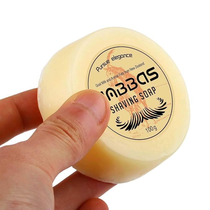 Anbbas Faux Badger Shaving Brush with 3.5 oz Goat Milk Shaving Soap and Bowl Stainless Steel,Black Acrylic Shaving Stand Holer for DE Razor Men Shave Kit