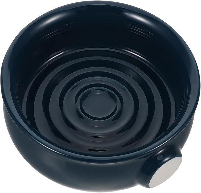 Ceramic Beard Shaving Soap Bowl Navy Spiral Lather Dish with Lid for Men’s Daily Grooming Home Travel and Barber Use