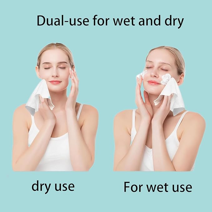 Disposable Face Towel 120 Count, Face Towels, Soft Cotton Dry Wipes Facial Cloths Towelettes for Washing and Drying, Facial Tissue for Cleansing, Skincare and Makeup Remover, White
