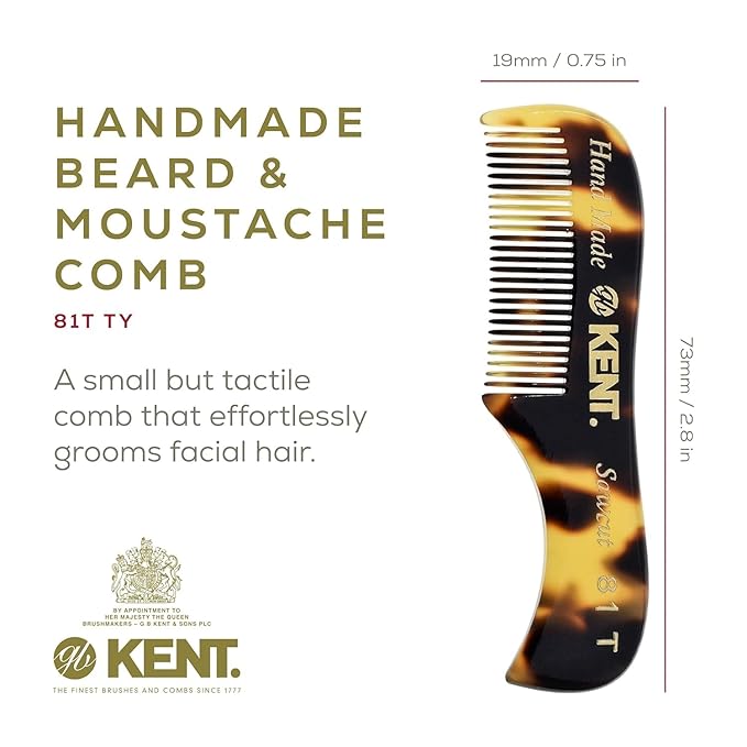 Kent Set Men's Hair Pocket Combs, 81T X-Small, OT All Fine Tooth, 82T Fine Tooth Folding Comb. Best Hair, Beard and Mustache Grooming Kit for Travel and Home Care, Handmade in England