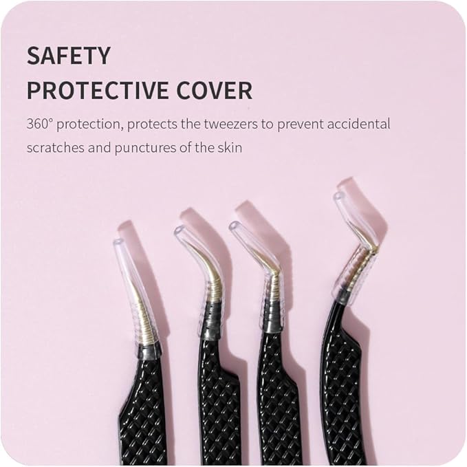 Lash Tweezers for Eyelash Extensions,Precision Fiber Tip for Volume Eyelash Extensions,Lash Extension Tweezers for Easy Application and Removal-A02