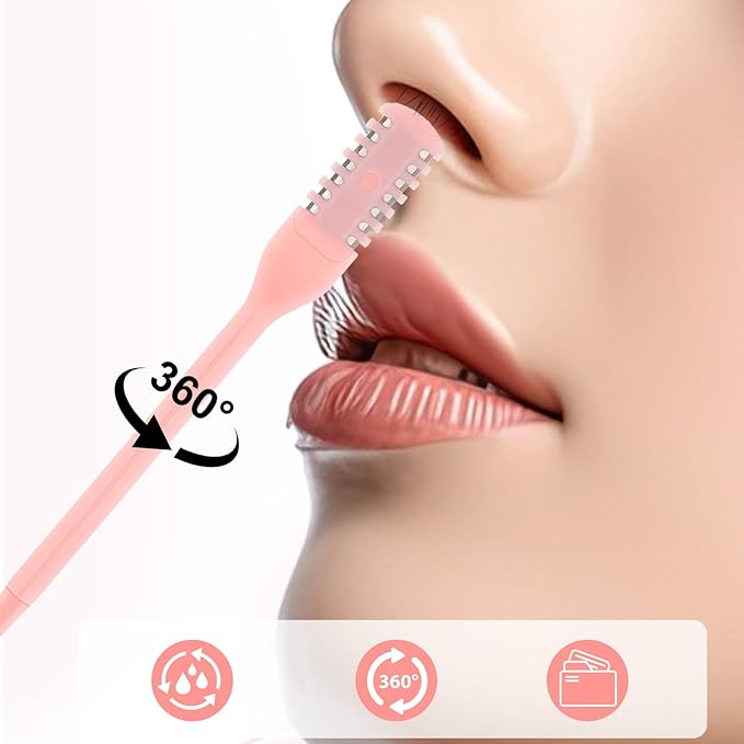15 Pcs 2 in 1 Nasal Hair Cutter,Manual Nose Hair Cutter for Women,Portable 360° Rotating Manual Nose Hairs Trimmer for Women,Double Sided Nasal Hairs Cutters for Men with Cleaning Brush