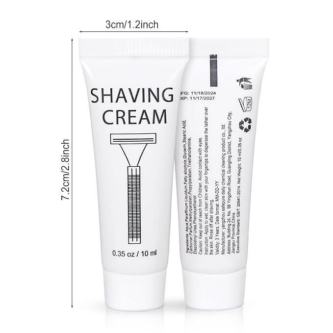 Pack of 20 Disposable Shaving Cream Bulk, Individually Wrapped, 10g/0.35 oz, Travel Size Hotel Toiletries Amenities