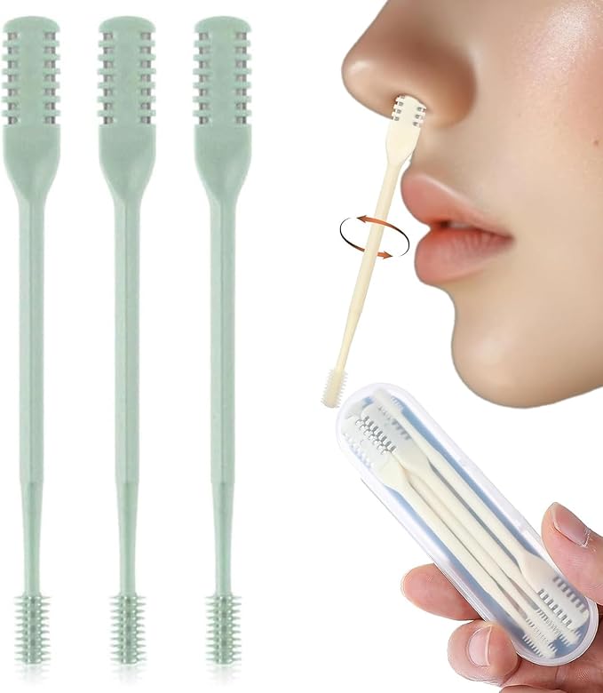360° Nostril Hair Remover Tool,Portable Nose Hair Trimmer for Men Women,2-in-1 Nasal Hair Cutter,Upgrade Double Sided Nose Knife. (Green, 3 Pcs)