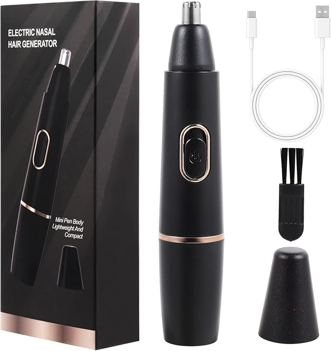 FEITA Ear and Nose Hair Trimmer for Men, Electric Cordless Men Rechargeable Nose-Hair Trimmer, 360 Rotating Dual-Blade Waterproof Noses Clippers, Dad & Men's Gifts for Him, Black