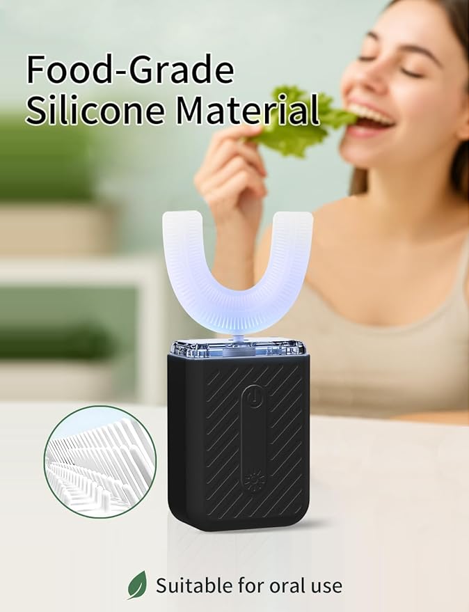 U-Shaped Electric Toothbrush for Adults, Electric Toothbrush with 360° Automatic Cleaning, IPX7 Waterproof Kit for Travel or Home