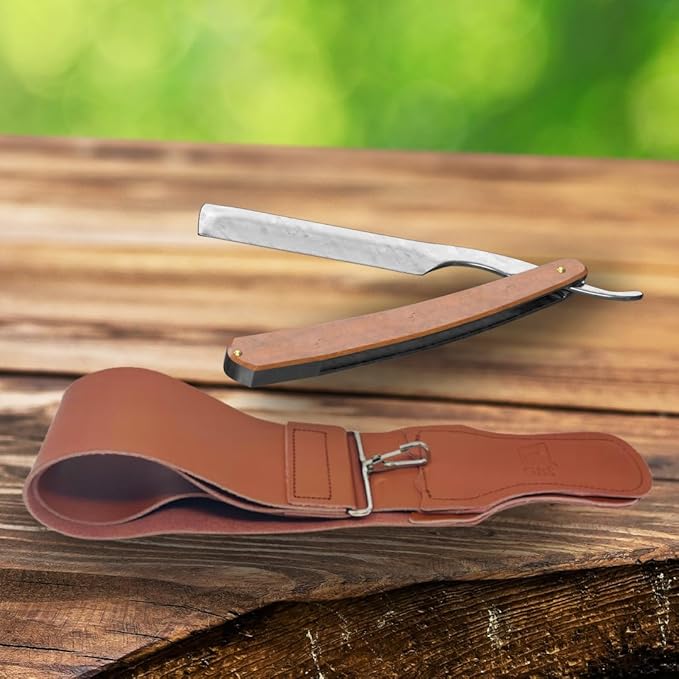 Gents Leather Razor Strop 2.5" x 22" Super Soft Cowhide Dual Straps with Clip Sharpening Razor, Knifes & Kitchen Cutlery, Keeps Your Blade Sharp