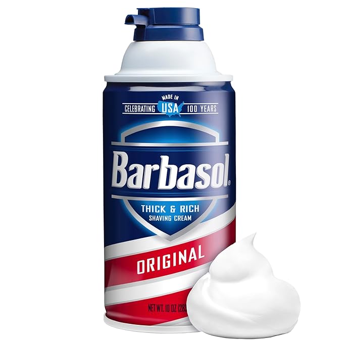 Barbasol Original Thick & Rich Shaving Cream | Shaving Foam for All Skin Types, Thick Instant Lather Protects Skin, Non-Greasy, USA Made, Fresh Scent, 10 OZ (Bulk Pack of 12)