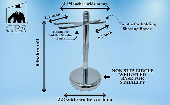 G.B.S Shaving Gift Set, Long Handle Double Edge Safety Razor, Alum Aftershave Block, Chrome Bowl with Natural Shave Soap, Shaving Brush Grooming Kit for Men