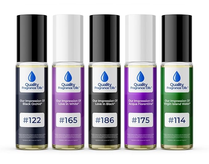 Quality Fragrance Oils' Women's Top 5 Niche Perfume Oil Impressions (Generic Versions of Niche Designer Fragrance) Sampler Gift Set of 5 10.35ml Roll-ons