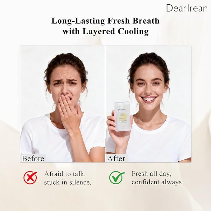 Dear Irean Probiotic Oral Breath Spray, Mouth Spray for Fresh Breath & Bad Breath, Breath Freshener with Prebiotics & Xylitol, Alcohol-Free, Sugar Free, Travel Size Oral Care Spray, 0.57 Oz