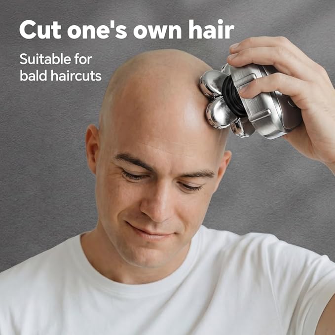 3-in-1 Electric 7D Head Shavers for Bald Men, Dry & Wet Bald Head Shaver, Electric Razor for Men Face, Men‘s Rotary Shaver, Waterproof Grooming Kit, Cordless USB Rechargeable, LED Display