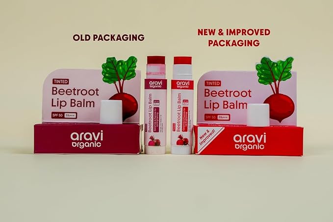 Aasrvi Sarganic Beetroot Tinted Lip Balm SPF 50 PA+++ | Brightening Lip Balm for Dark Lips | Hydrates Dry & Chapped Lips | Kojic Acid, Ceramide, Peptide & Vitamin E | Men & Women | 5g
