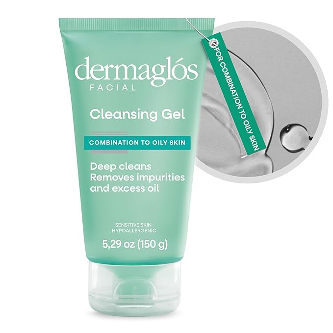 Dermaglos Facial Cleanser, For Combination to Oily Skin | Provitamin B5, Allantoin, Glycerin | Daily Face Wash, Deep Cleansing Gel, Impurity & Excess Oil Removal | Acne Cleanser | 5.29 Oz
